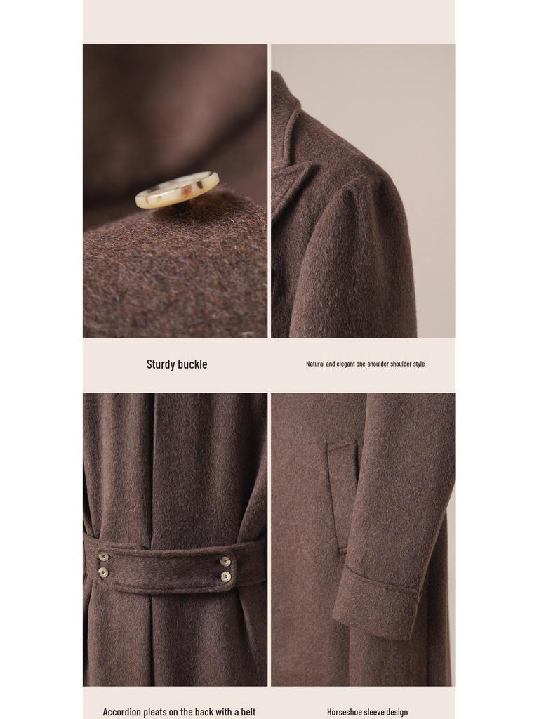 Ruishen Men's Chesterfield Coat: Single-Breasted, Peak Lapel, Long, Retro Business Casual Outerwear for Autumn/Winter.