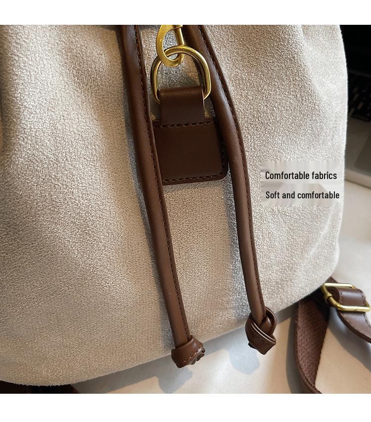 2025 Retro Wildleder Koreanischer Influencer-Stil Damenrucksack - Große Kapazität College- & Reisetasche