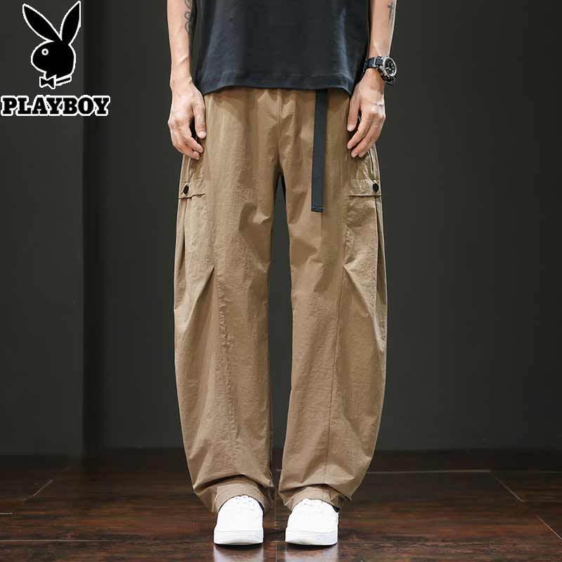 PLAYBOY Men's Loose Straight Leg Casual Parachute Pants