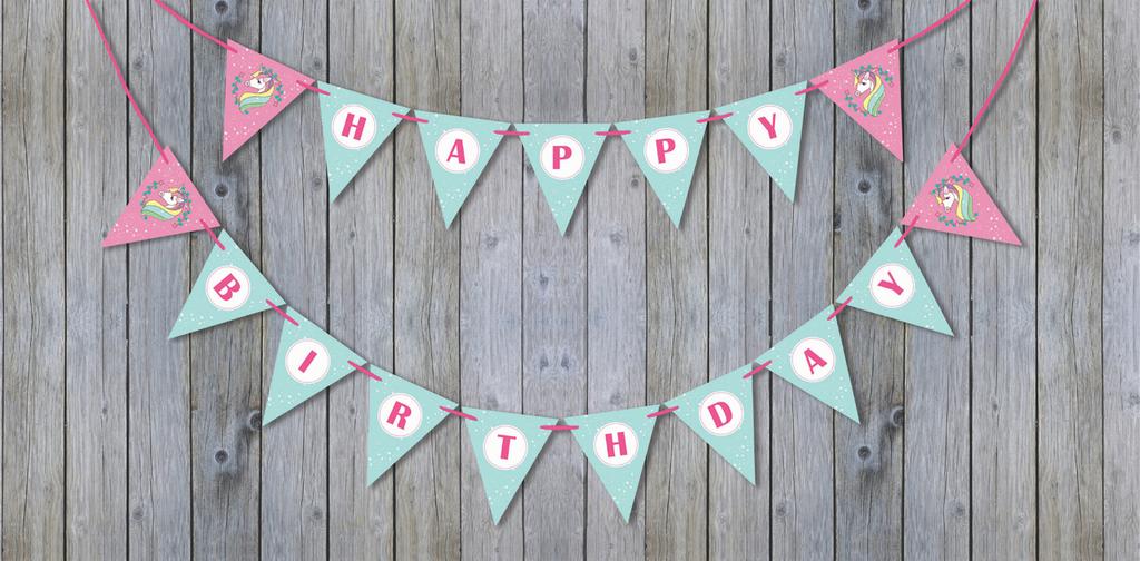 Inkdotpot Birthday Party Decorations Happy Birthday Party Garland Baby Girls Unicorn Pennant Banner
