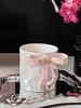 Ins Style Dreamy Bow Ceramic Mug with High Aesthetic Value, Drinking Cup, Coffee Cup