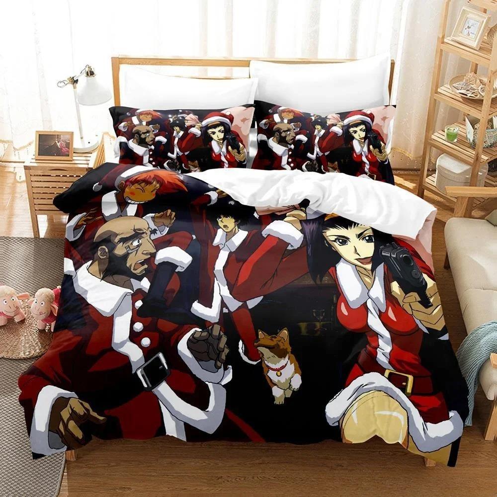Mode 3D-gedrucktes Spiel Cowboy Bebop Bettwäsche-Set Cartoon Anime dreiteiliges Set Erwachsene Kind Schlafzimmer Bettbezug-Sets Heimtextilien