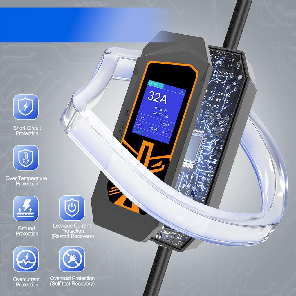 Type 2 EV Charger 250V With BTWIFI APP Control Fast Charging Portable Electric Vehicle Charger With 5M Cable Portable Electric Vehicle/PHEV 5M Cable