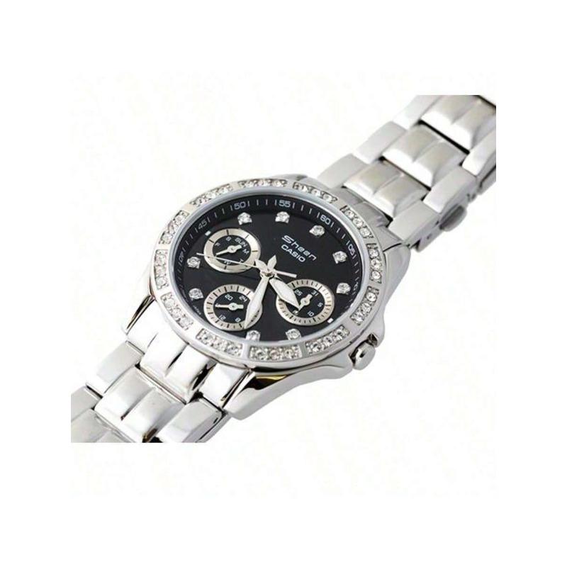 Casio SHEEN Series Watch SHN-3013D-1ADF, with Stainless Steel Bezel Set with Diamonds