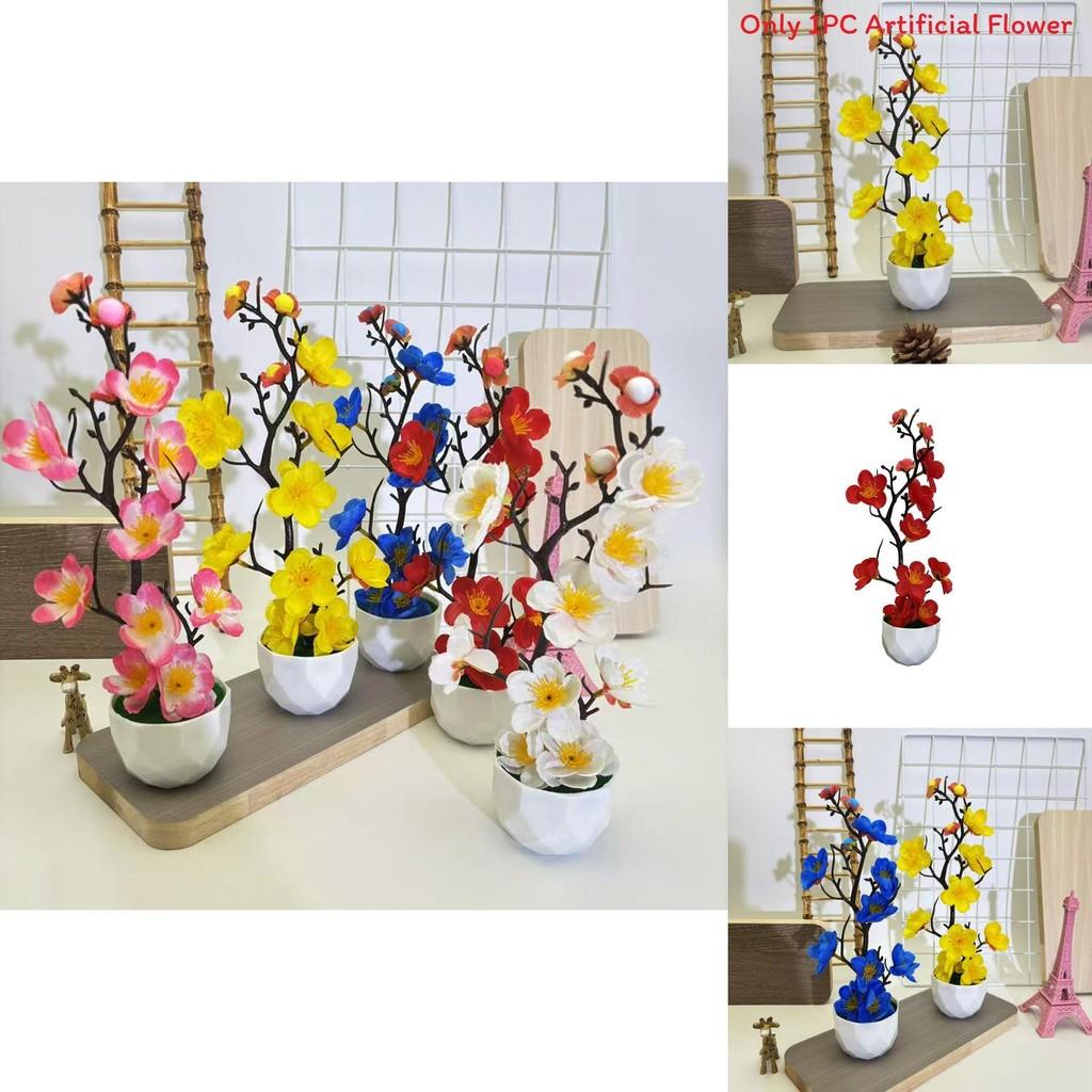 Plum Blossom Decorative Fake Plant With Silk Material For Indoor Garden And Holiday Festivities