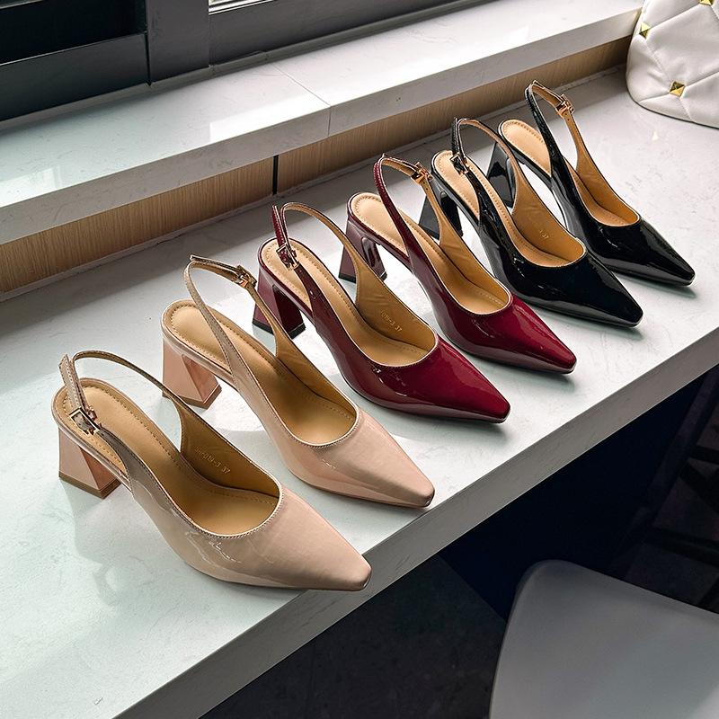 Pointed-toe Shoes, High Heels, Women's Thick-soled Sandals, Wrap-around Sandals