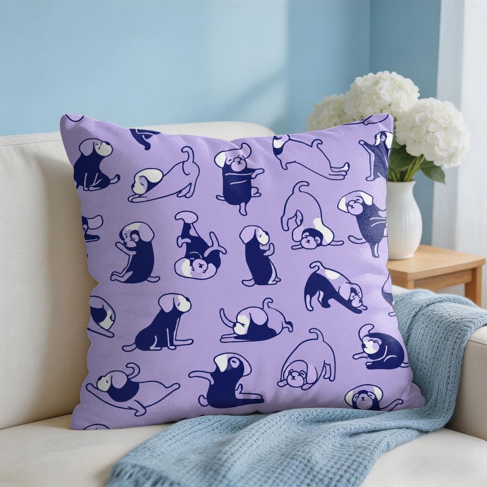 Puppy Sketches Cushion Cover Short Plush Soft DoubleSided Printing Pillow Case Cozy Sofa Bedroom Home Decor Gift