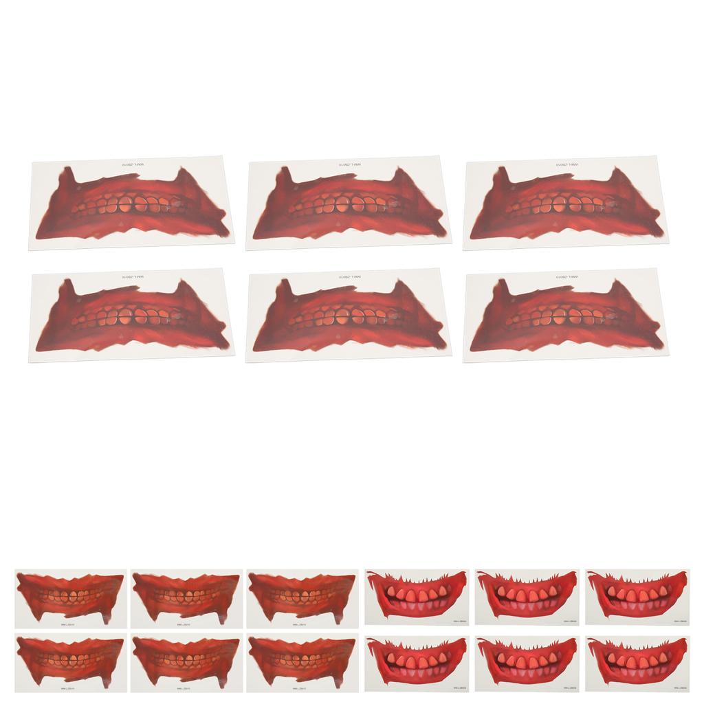 Halloween Mund Tattoo Aufkleber Horror Streich Make-up Temporäres Tattoo Papier DIY Dekoration für Christ