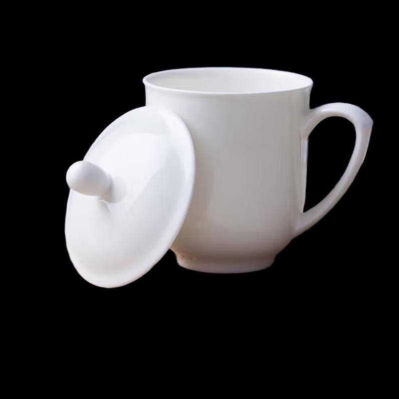 NHZHIW Pure White Ceramic Cup with Lid