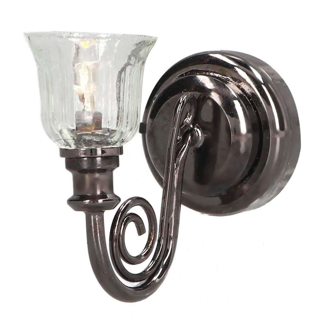 1:12 Dollhouse Wall Lamp LED Warm Lighting Vintage Look Metal Dollhouse Miniature Wall Sconce with
