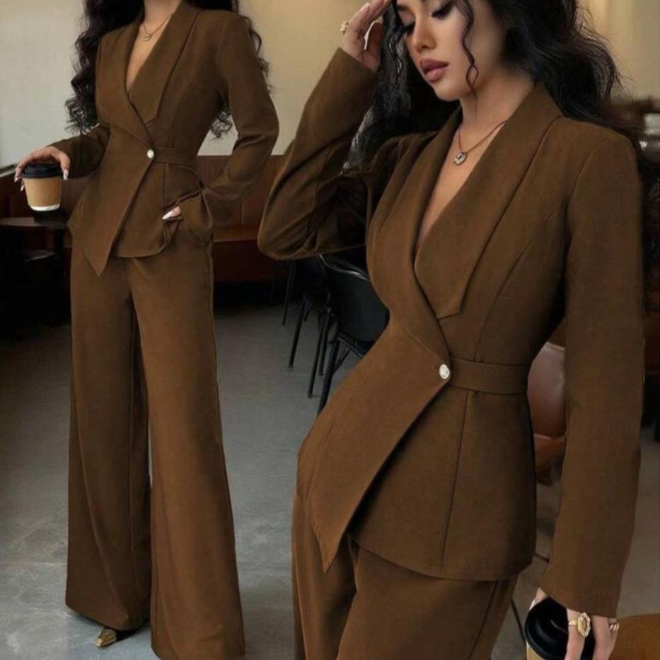 Costume d'automne pour femme, tempérament, mode, blazer à manches longues, pantalon droit, ensemble deux pièces haut et bas