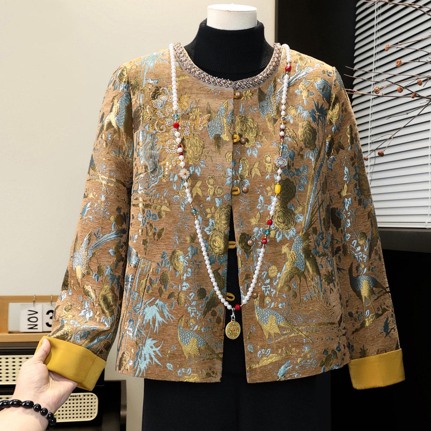 

Chic Retro Spring Jacket for Middle-Aged & Elderly Women - Noble Lady Petite Top for Mother s Day 5XL [Recommended for 150-165 lbs]