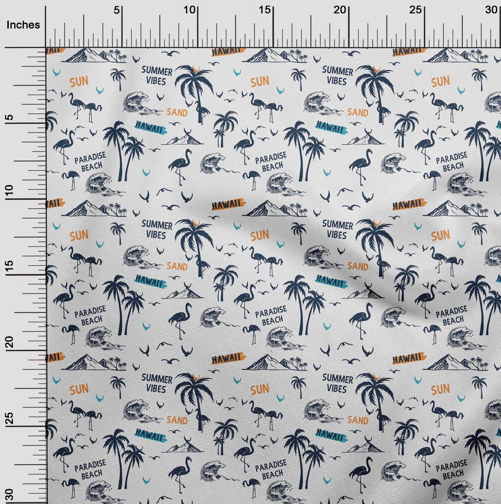 oneOone Bawełna Len Niebieski Materiał Plażowy Hawai DIY Ubrania Materiał Pikowany Materiał z Nadrukiem Na Metry 40 Cali