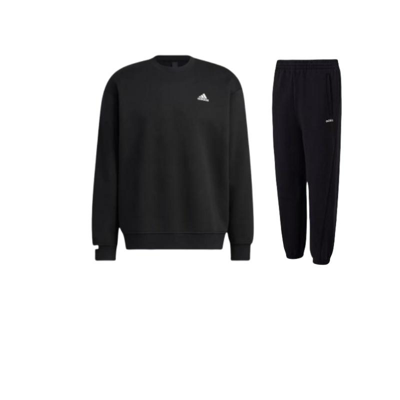 

Adidas Логотип Узор Круглый вырез Пуловер Длинный рукав Толстовка Удобные модные длинные брюки Повседневный спортивный костюм JX9405+IB2774 S