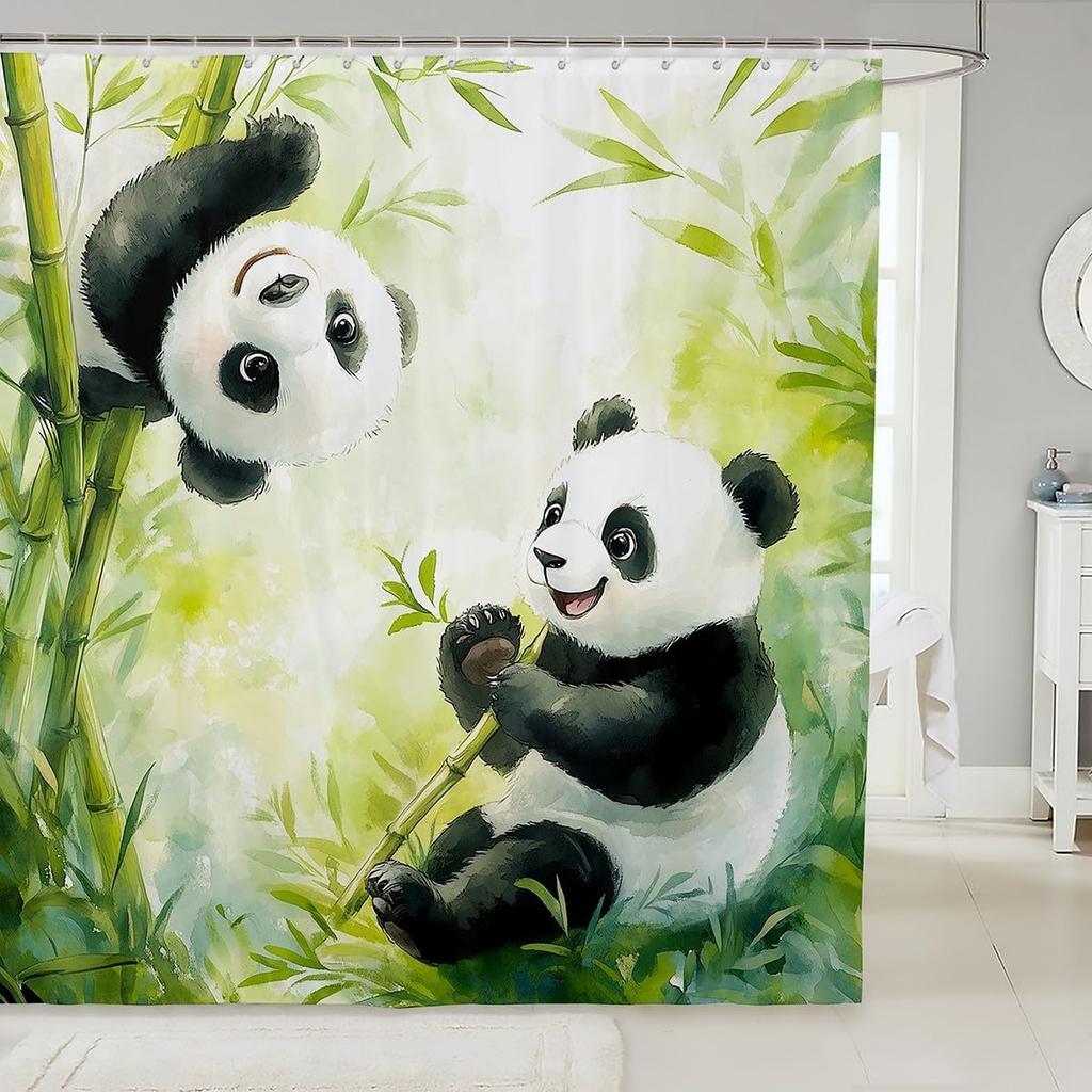 Cartoon Pig Shower Curtain Leopard Bow Bath Curtain for Boys Girls Teens Lovely Animal Cheetah Bathroom Shower Curtain Set