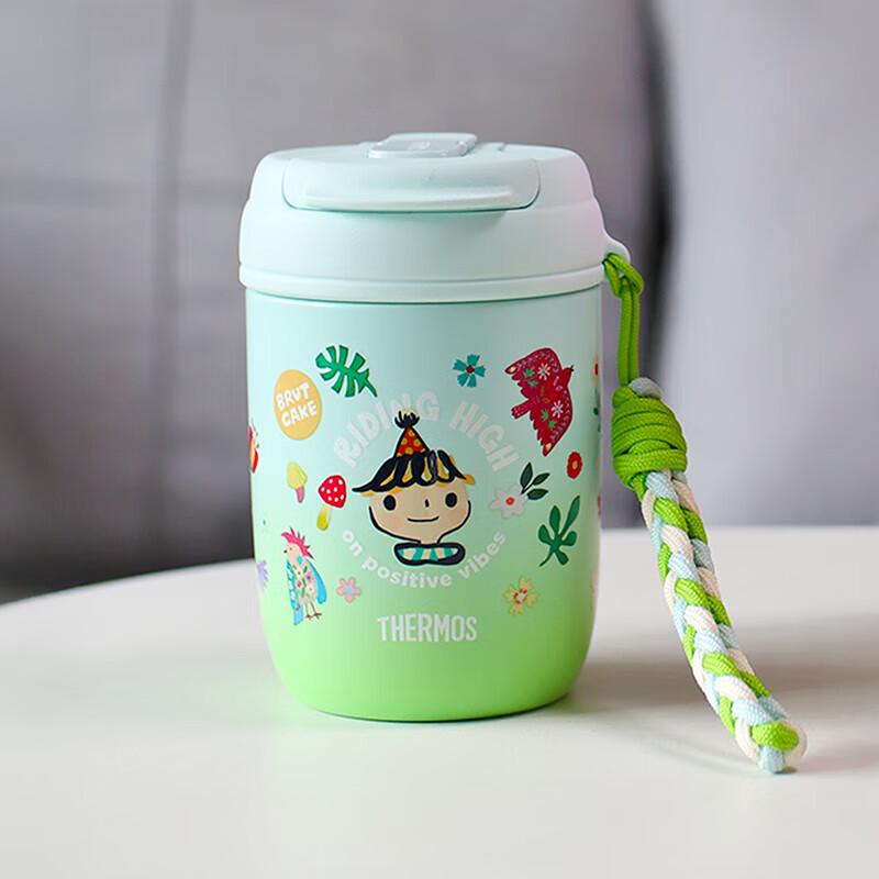 THERMOS TCMX-380S Dual-Drink Portable Insulated Coffee Mug with Straw