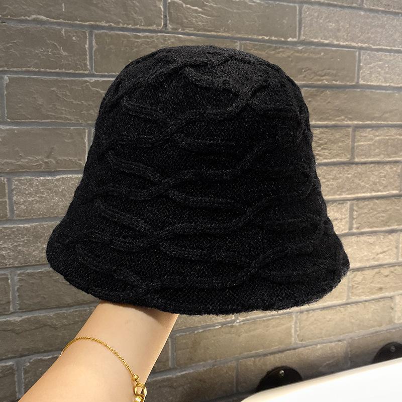 Spring and Autumn New Bucket Hat Women's Fashion Retro Knitted Basin Hat Warm Bucket Hat