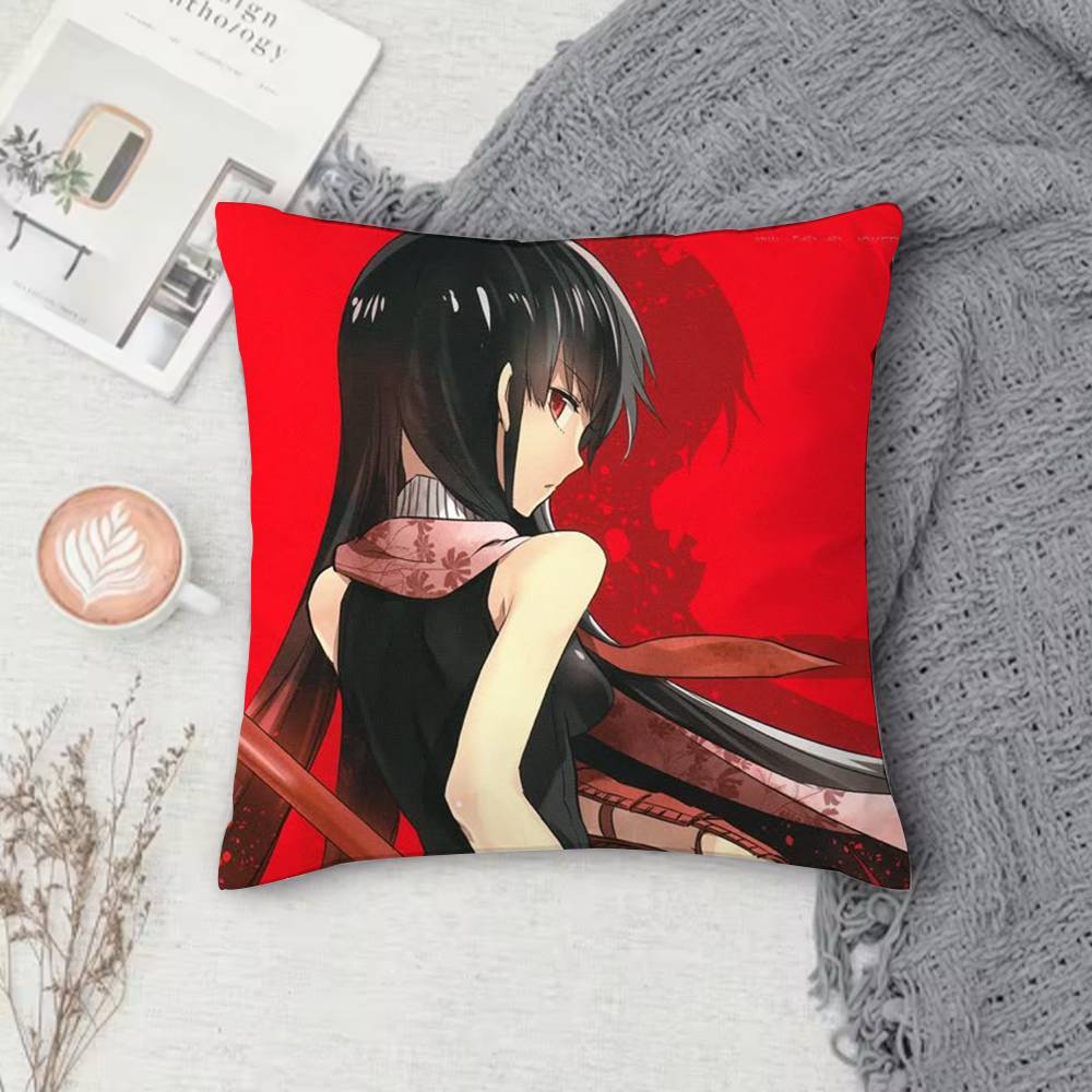 AAkame ga Kill Doublesided Printed Square Decorative Cushion Cover for Sofa Living Room Home Decor