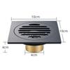 Black Brass 10 x 10 cm Shower Floor Drain Washroom Bathroom Invisible Drain Cover Square Waste Floor Drain