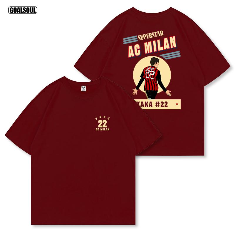 2025 KAKA T-Shirt AC Mailand 22 KAKA Fußball Modemarke Amerikanisch Retro Lässig Schwer Baumwolle Kurzarm