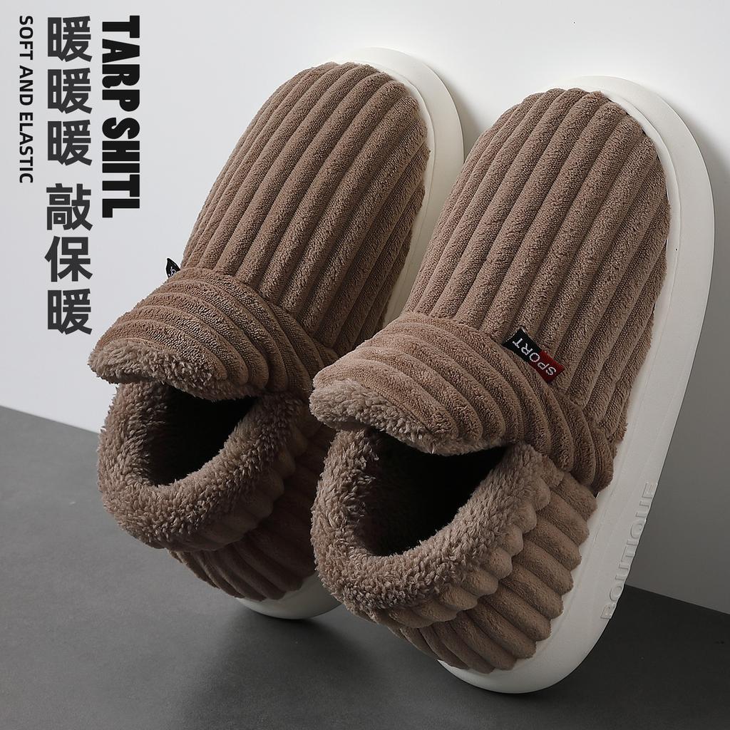 Bag heel cotton slippers winter large size indoor home household plush plush warm winter cotton shoes winter