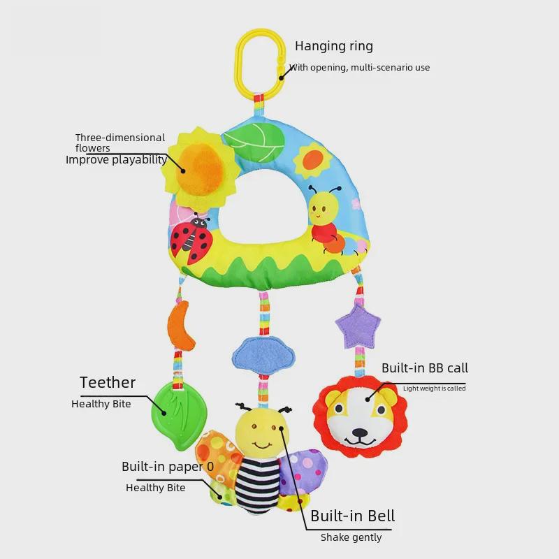 Aipinqi Rainbow Hanging Plush Car Toy and Baby Crib Rattle