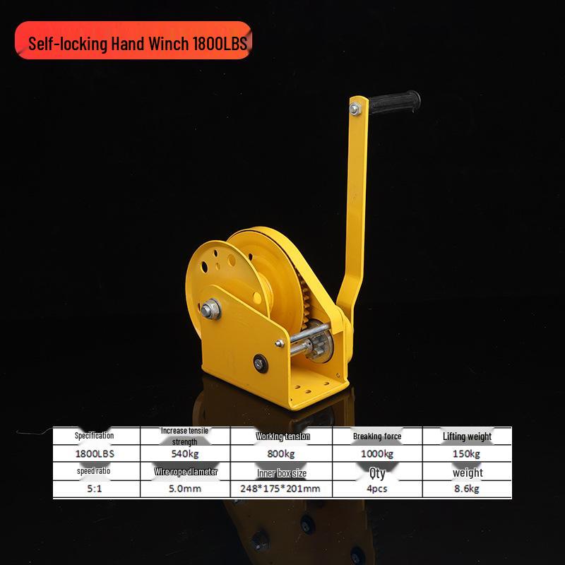 Vinciu manual bidirecțional autoblocant de 1200 lbs pentru ridicare și tracțiune casnică