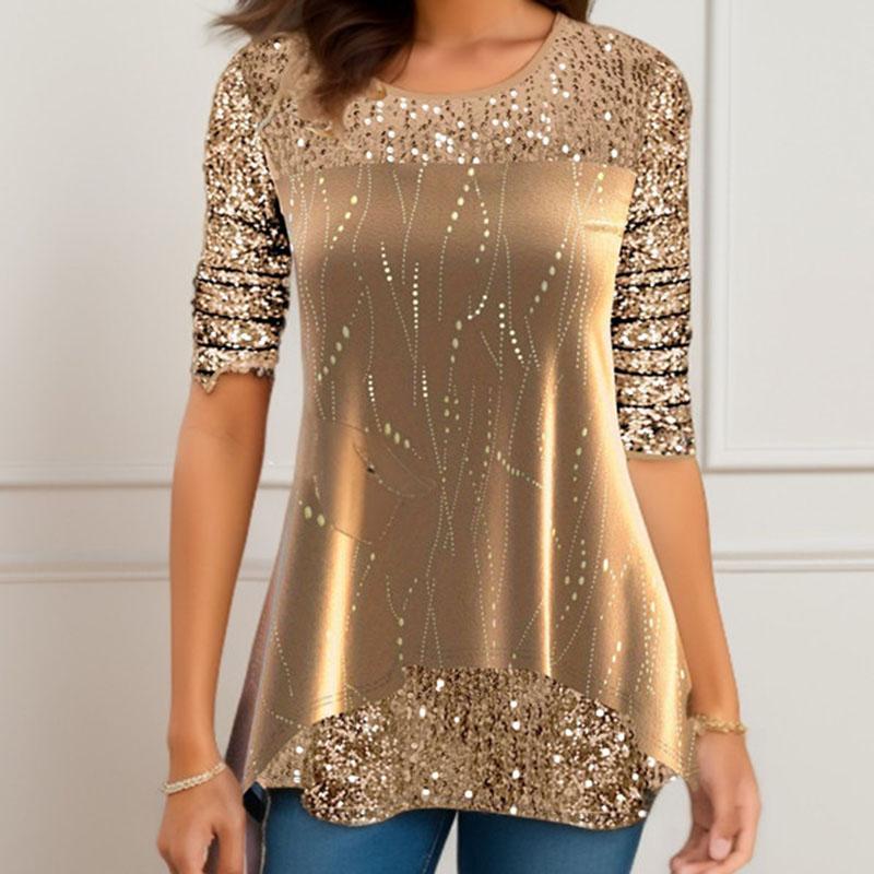 Wiosna i jesień Europejski i amerykański styl damski Top z nadrukiem okrągły dekolt T-shirt Modna codzienna odzież damska