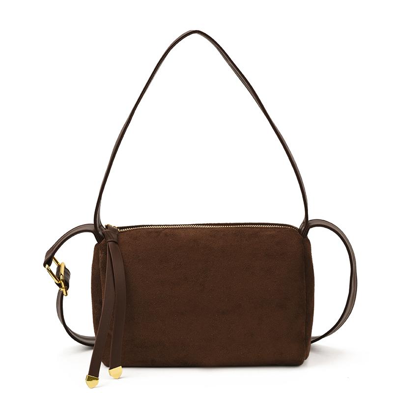 

Fashi Faux Suede Solid Color Crossbody Bags Retro Sewing Thread Casual Versatile Bags High Quality Sweet Women s Shoulder Bags кавовий