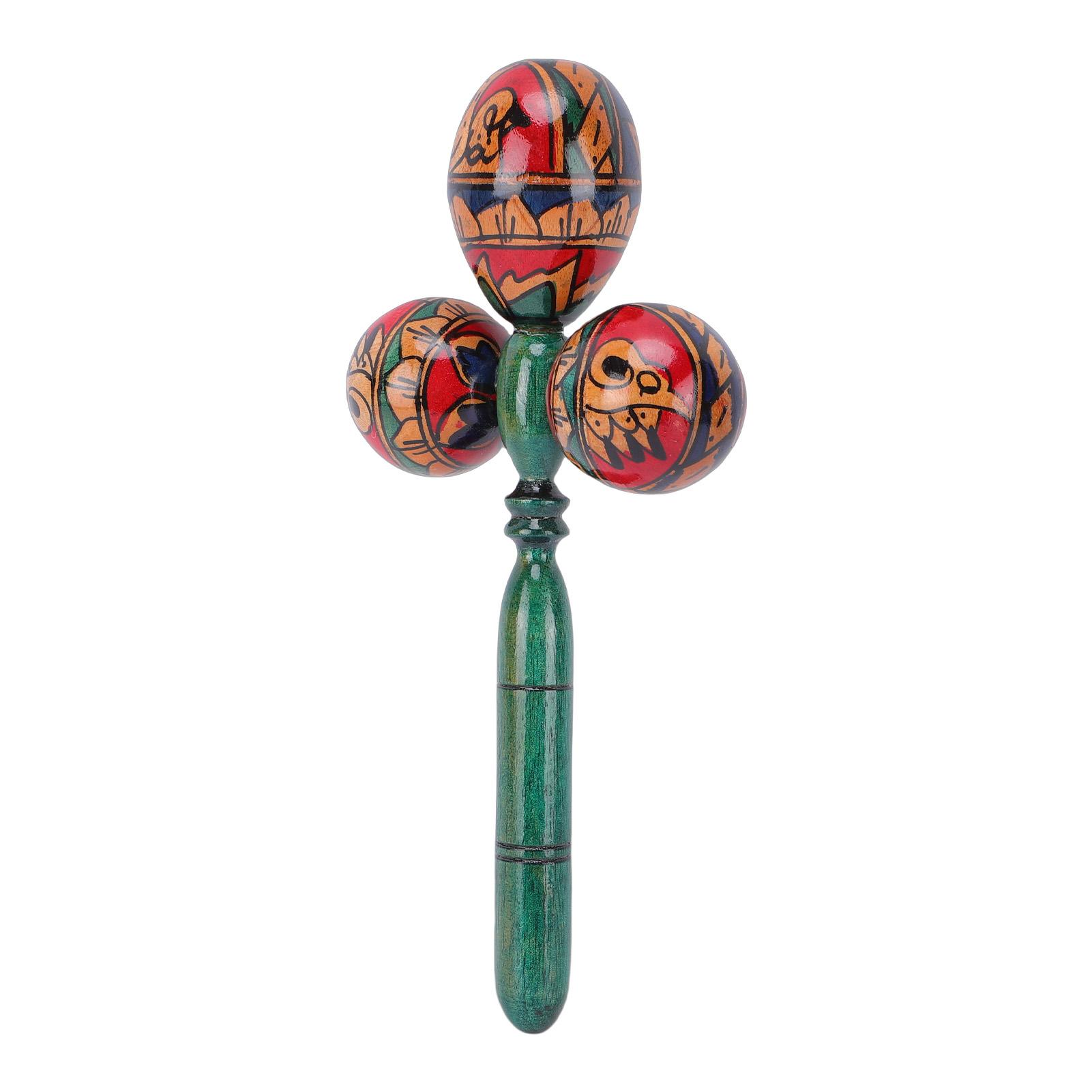 

African Musical Shakers Triple-Head Maraca Hand Percussion Instrument for Adults and Music Lovers Fiesta Mexican and Party Favor