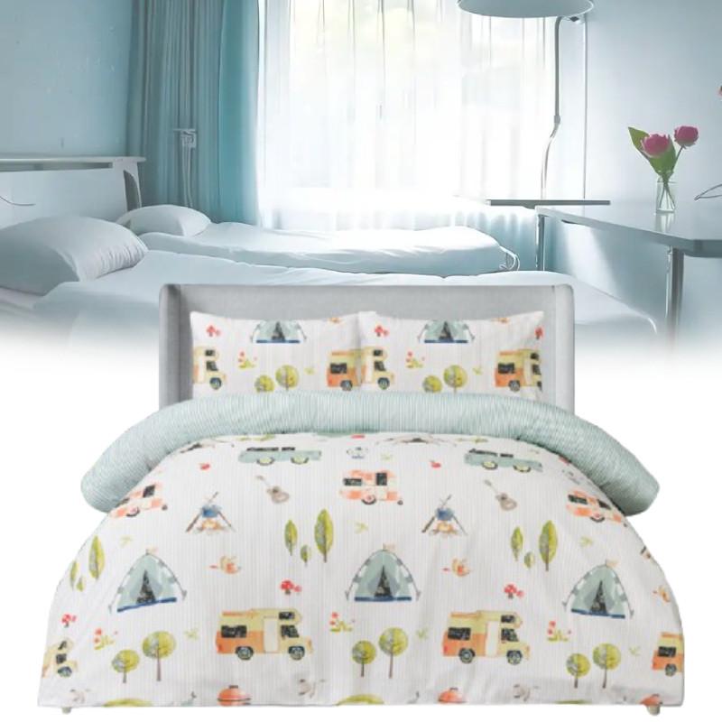 Reversible Camping Bedding Set With Digital Print For Home Sleep Comfort