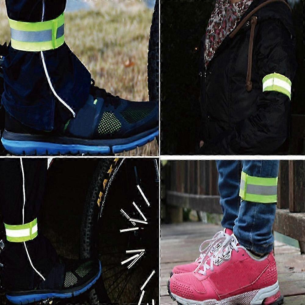 4 Pieces Reflective Bands Reflector Bands for Wrist, Arm, Ankle, Leg, High Visibility Reflective Gear Safety Reflector Tape Strap