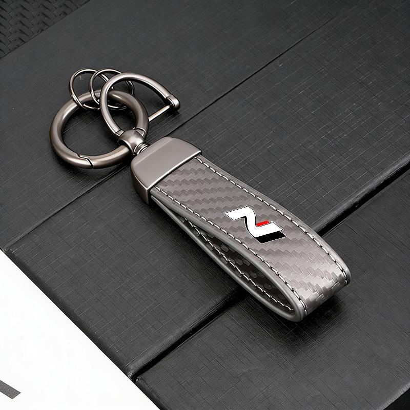 Bil Kolfiber Läder Zinklegering Nyckelring Mikrofiber Nyckelring För Hyundai N Tucson Accent Elantra Santa fe Sonata I10 I20