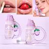 Julystar Cute Strawberry Keychain Lip Oil Moisturizing Clear Glossy Lip Plumper Fruit Flavor Lip Care Lip Gloss with Phone Cord Hair Tie Bag Pendant