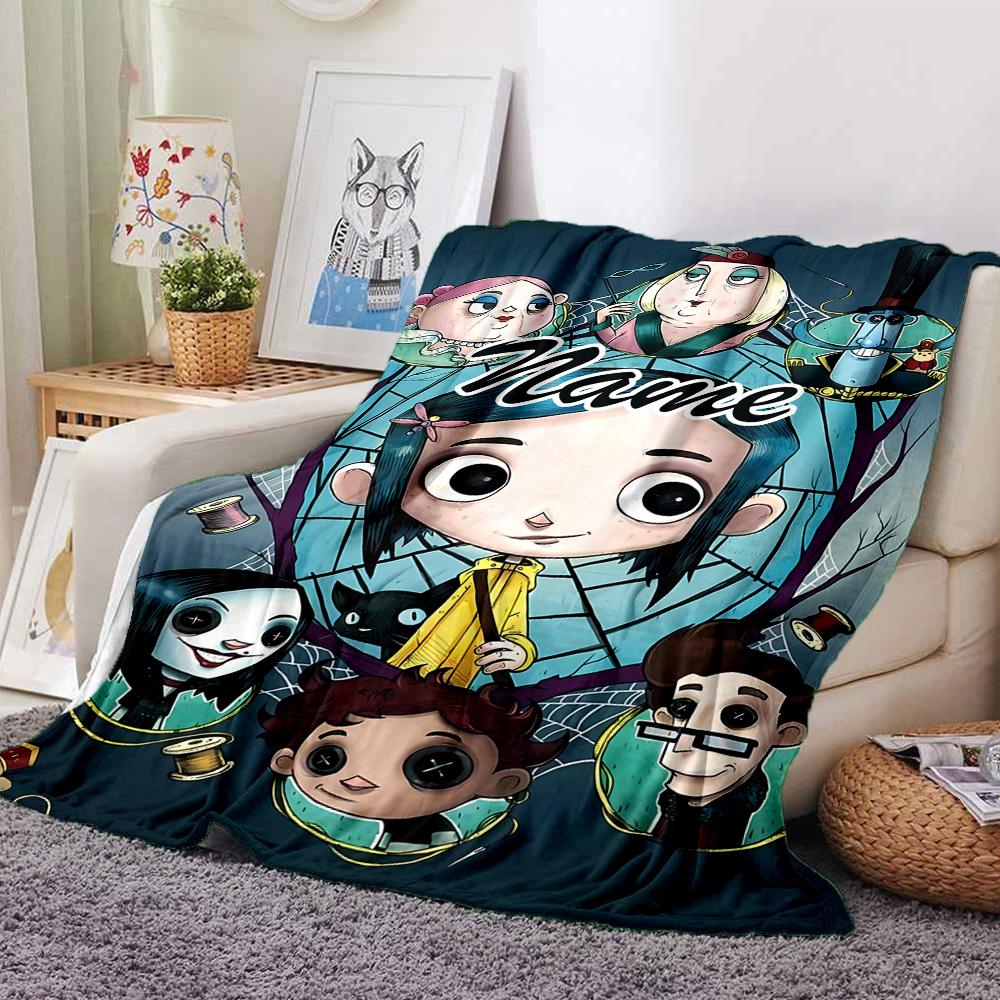 Customizable Coraline4 Throw Blanket – Personalized Name, All-Season Cozy Snug Blanket, Machine Washable, Personalized Blanket