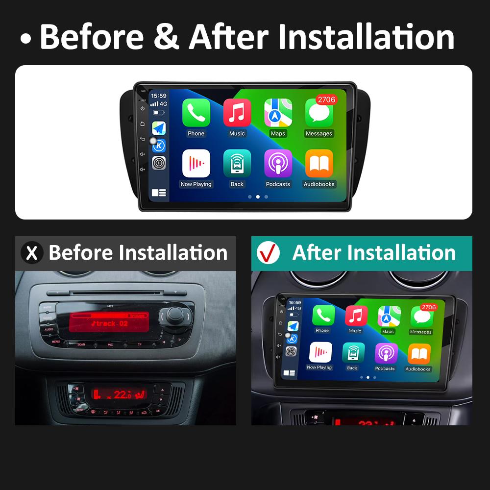 For Seat Ibiza MK4 6J 2008 2009 2010 2011 2012 - 2015 Navigation GPS Autoradio DSP Stereo Android OS QLED IPS Screen Accessories