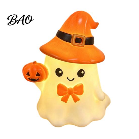 Battery Operated Nursery Light Cute Halloween Ghost/Pumpkin LED Night for Desktop Decoration, Safe Flameless Candle with Warm Glow Home Party