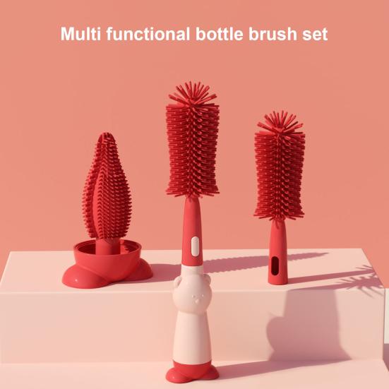 

1 Set 3-in-1 Pacifier Bottle Brush Set Efficient Easy Drying Deep Cleaning No Water Spots Pacifier Brush Set