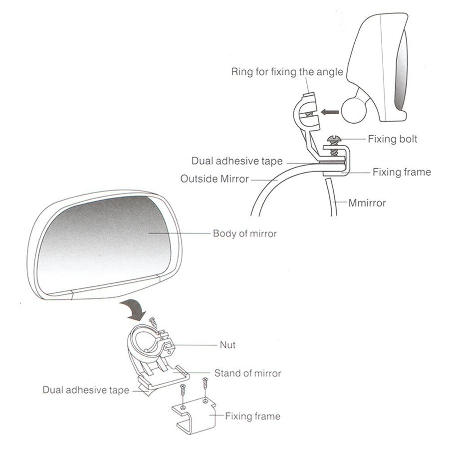 2x Blind Spot Mirror Wide Angle
