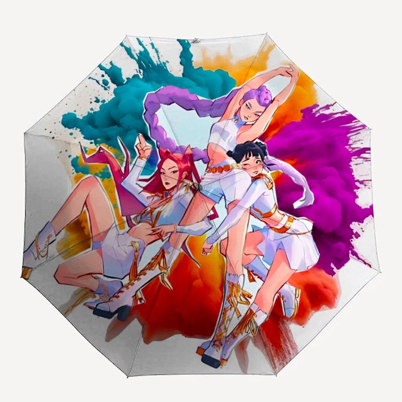 

1PC Huntrix, K-POP Print Umbrella, Featuring Automatic Folding, And Shielding. This Sturdy And Durable Umbrella with Eight Ribs Is Convenient for Outd