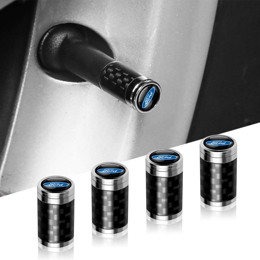 4Pcs Car Tire Carbon Fiber Wheel Valve Stem Caps Badge For Ford Mondeo Fiesta Focus Mk7 Ranger Transit Kuga Mustang accessories djzh66