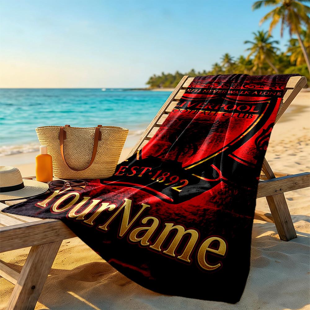 Liverpool Personalized Text Beach Towel Super Soft & Absorbent Suitable for Sports Travel Swimming Yoga Bathroom Beach And Pool