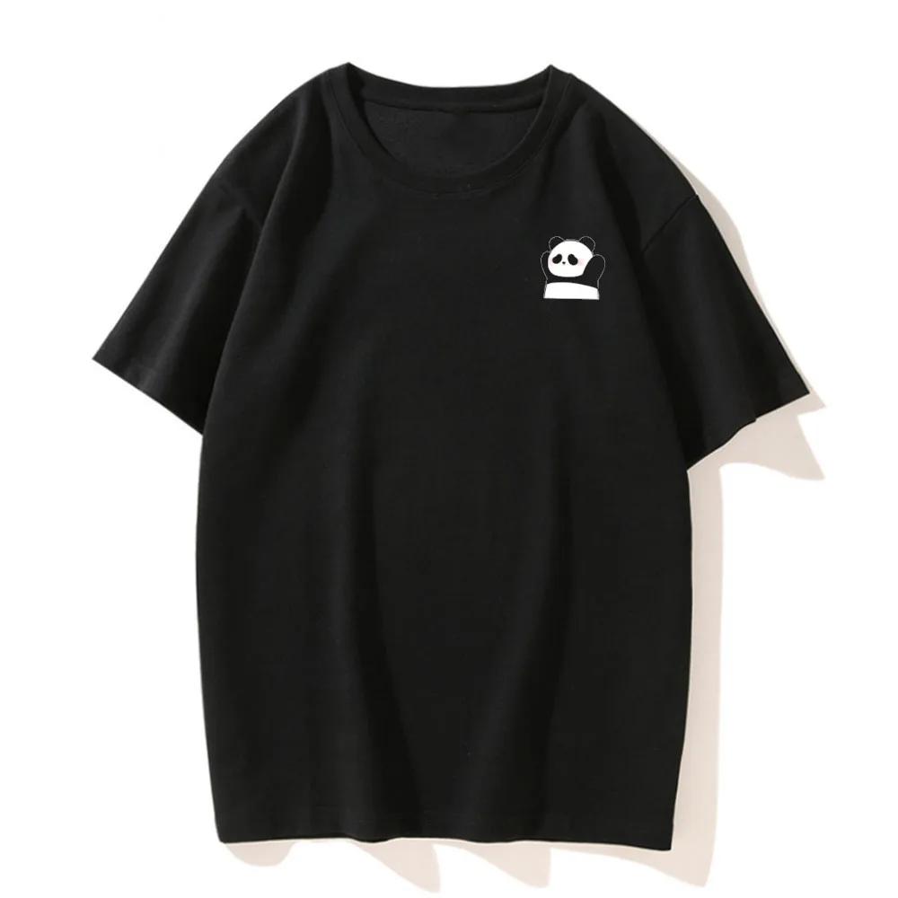 Interesting Cartoon Surrender Panda Print Couple T-shirt Top Casual Short Sleeve Summer Short Sleeved Harajuku Streetwear Casual