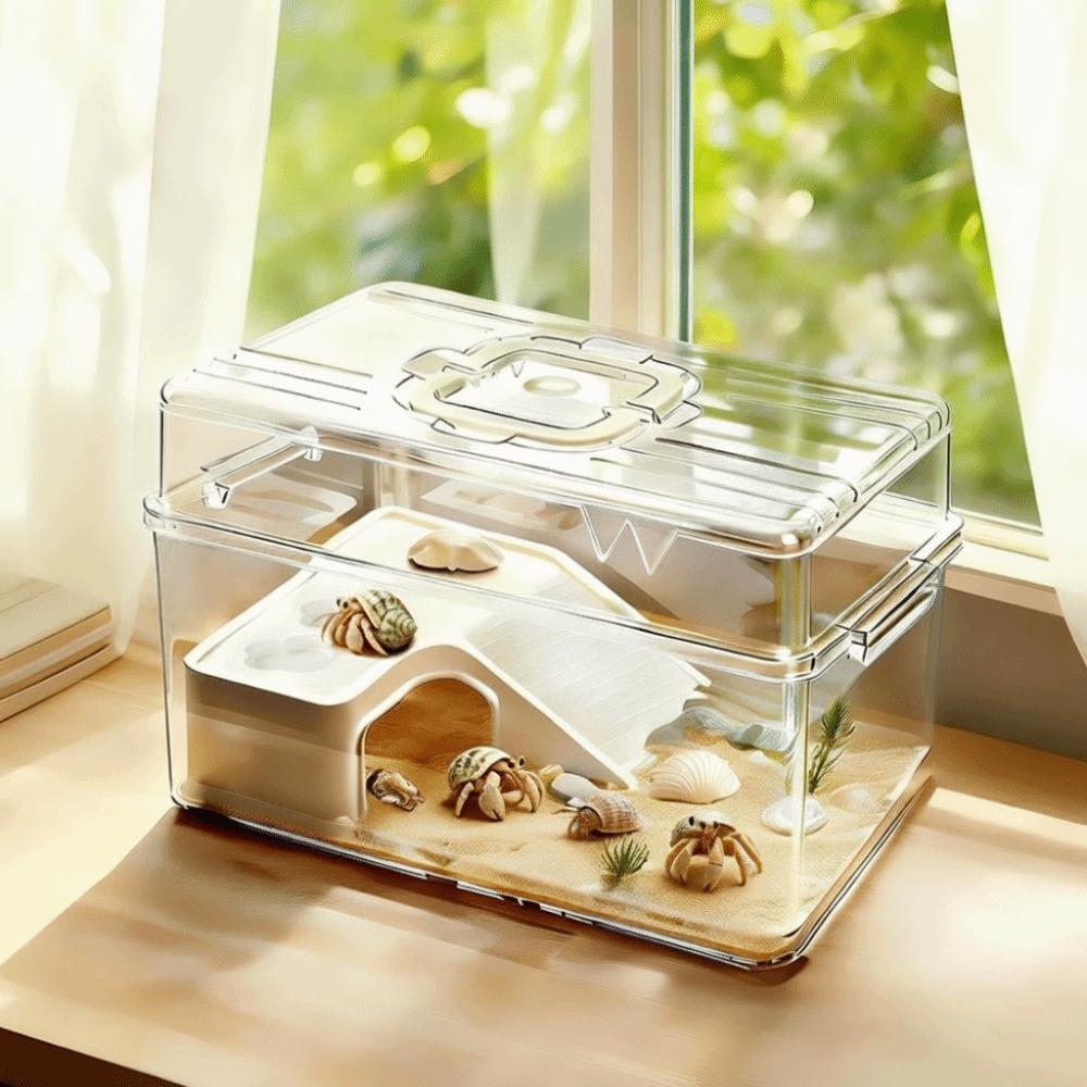 Transparent Reptile Terrarium Breathable Turtle Basking Platform Turtle Tank Hermit Crab