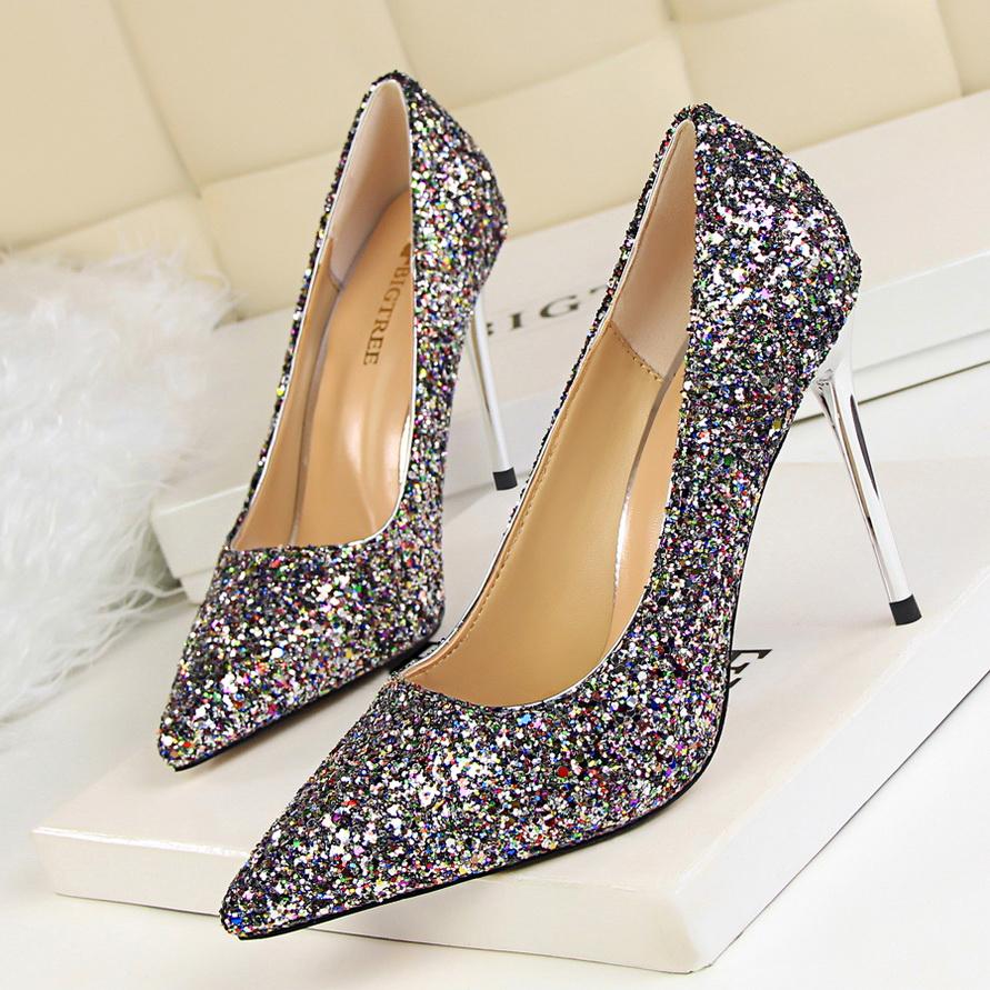 

BIGTREE: женские пикантные туфли на высоком каблуке большого размера с острым носком 34 разноцветный