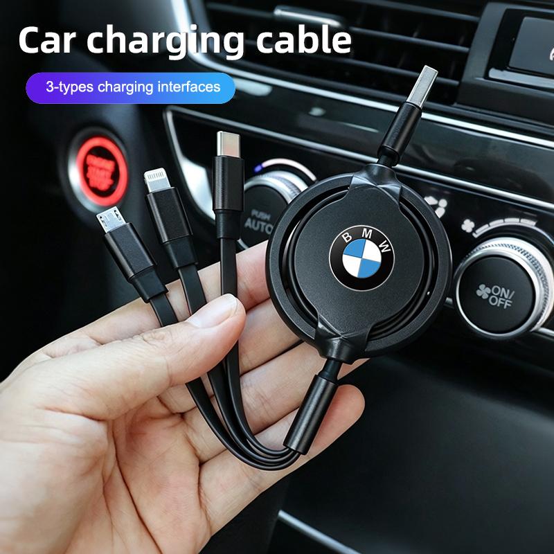 Car Interior Charging Data Cable Scalable 3 In 1 Phone Charger For BMW E46 E90 E60 F30 F10 E39 E36 F20 G20 G30 E92 E87 E91 X5 X3 CL8