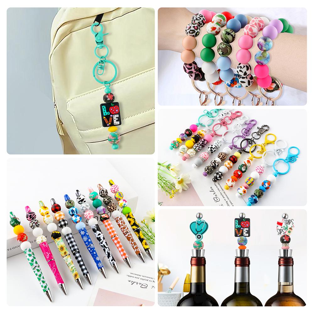 15MM Leopard Silicone Printed Beads 20pcs For Making DIY Jewelry Accessories Bracelet Necklace Making