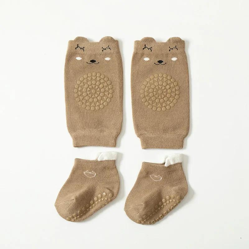 Krabbelschutzsocken Set Sommer Baby Knie Cartoon Anti-Rutsch Socken Kinder Boden Socken Knieschoner Gehen Schutz für Mädchen Jungen
