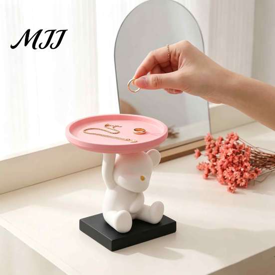 Desktop Trinket Dish 3D Printed Bear Jewelry Tray, Cute Storage Organizer for Entryway Key Holder Keys and Trinkets, Decorative Tray Bedroom