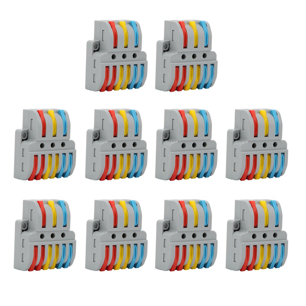 10Pcs Wire Block Clamp Terminal 3?in?6?out Color Quick Wiring Electrical Connectors LT?633